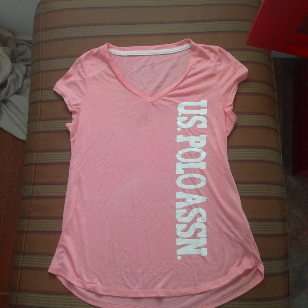 Pink knit us polo assn v neck tee